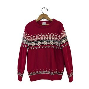 Hanna Andersson Crewneck‎ Sweater Fair Aisle Holiday Christmas Hanna Red Size 8